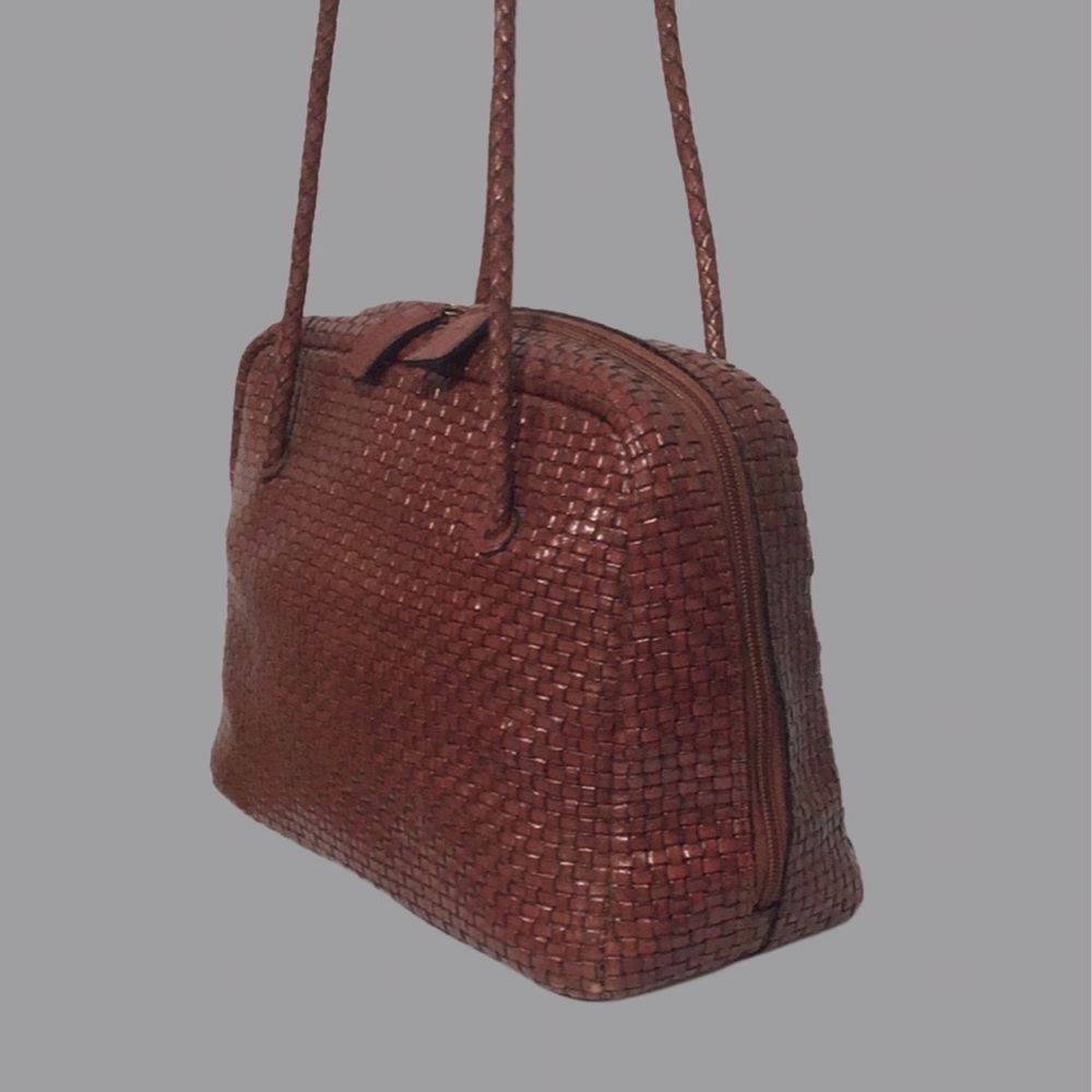 Vintage TALBOTS Woven Leather Shoulder Bag with Woven Shoulder Straps 1990s - Picture 3 of 13
